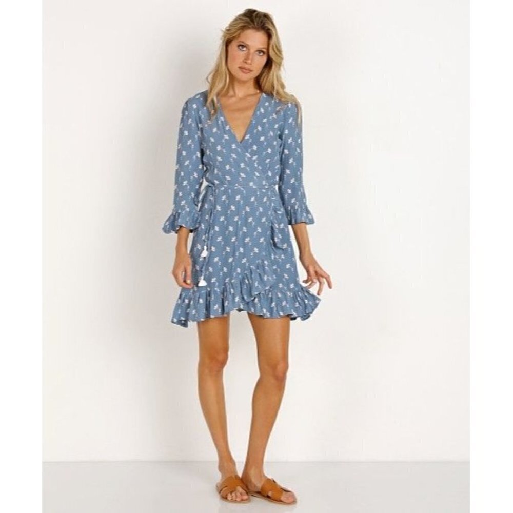 Faithfull the Brand‎ Carmel Marcie Floral Wrap Long Sleeve Mini Dress 4